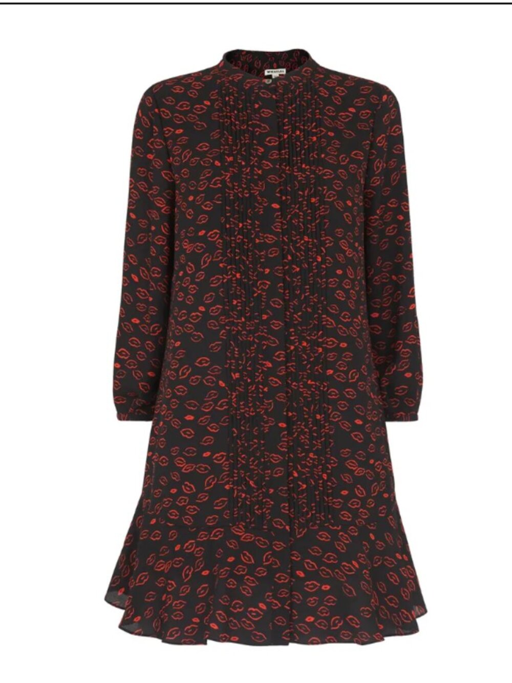 Whistles Lilly Lips Print Pintuck Dress Size 6